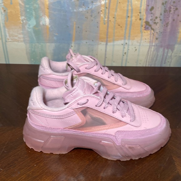 Reebok Cardi B Club C Classic Pink Clear Platform shoes (GS) 3.5 - Picture 2 of 6